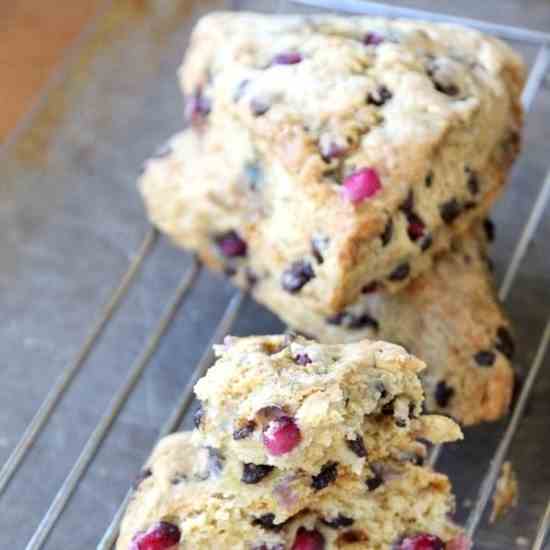 Pomegranate and Chocolate Chunk Scones