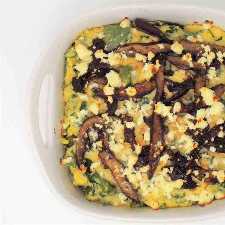 Spinach and Portobello Polenta Bake