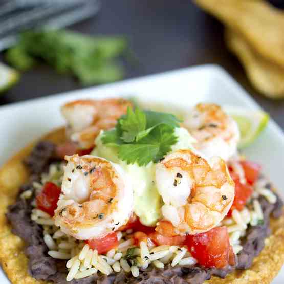 Shrimp Tostadas with Avocado Cream