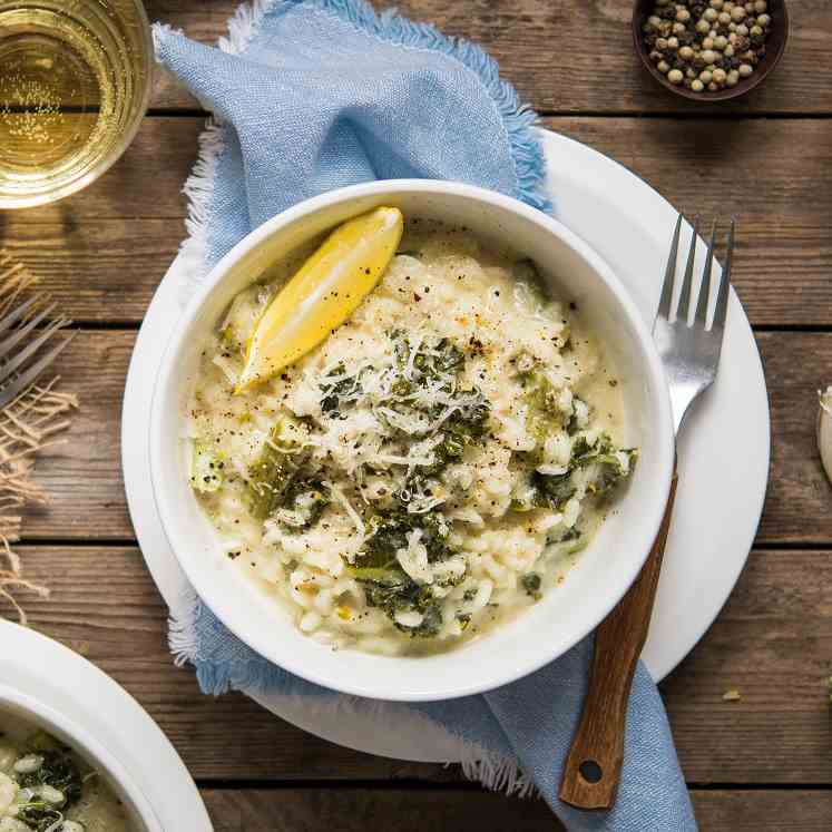 Asparagus - kale risotto