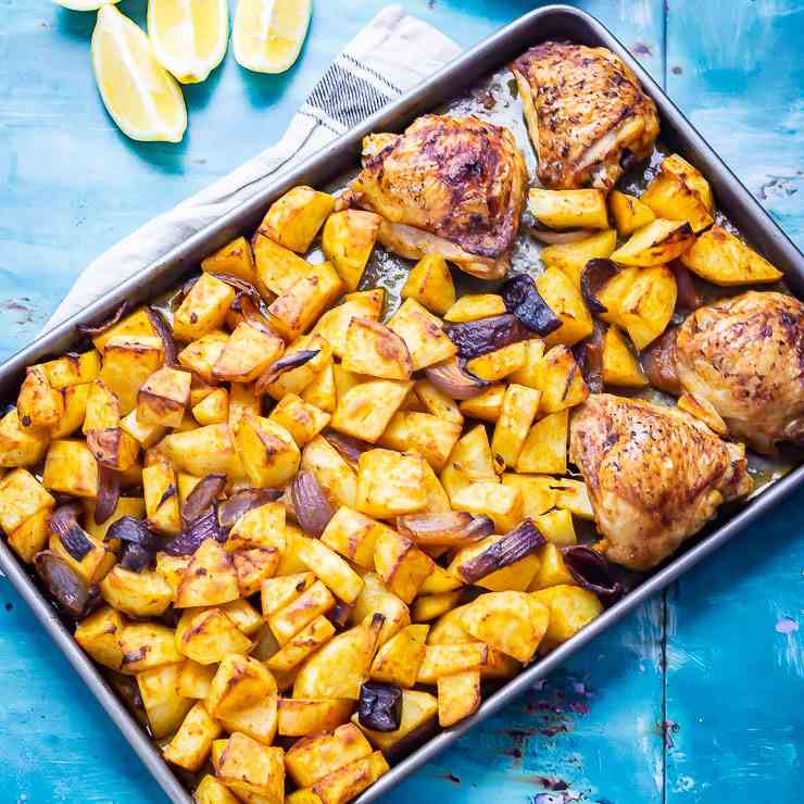 Sheet Pan Harissa Chicken and Potatoes