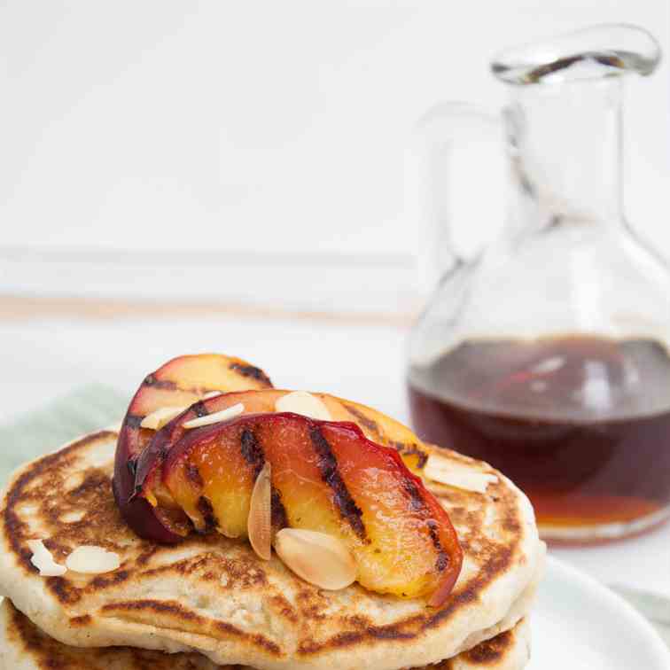 Vegan Pancakes with Grilled Peaches