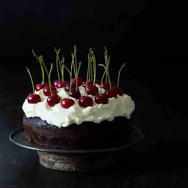 Chocolate cherry Guinness cake