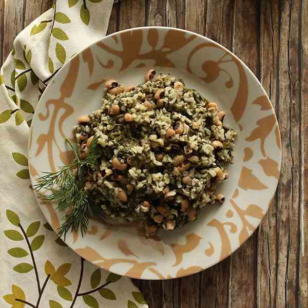 Spinach and rice black eyed peas