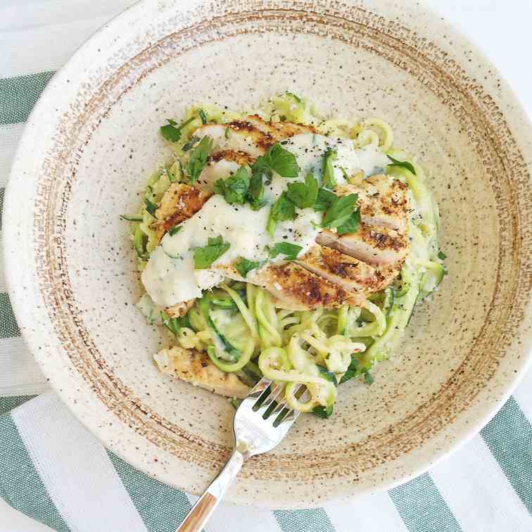 Lightened Up Chicken Alfredo with Zoodles