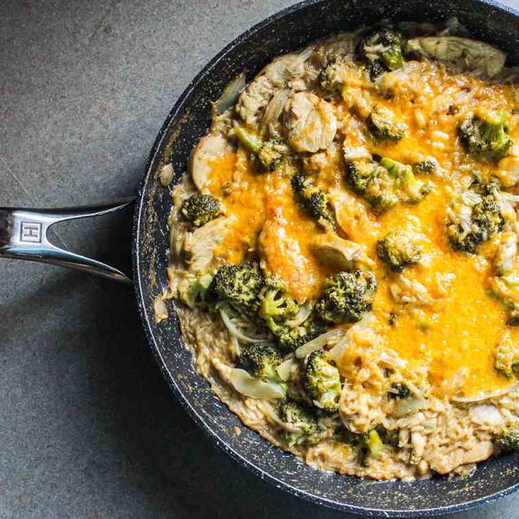 Cheesy Broccoli, Chicken and Rice 