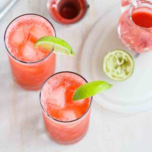 Fresh Strawberry Tom Collins Cocktail