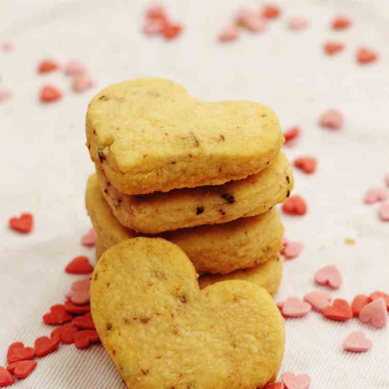 Strawberry Heart Shortbread Biscuits