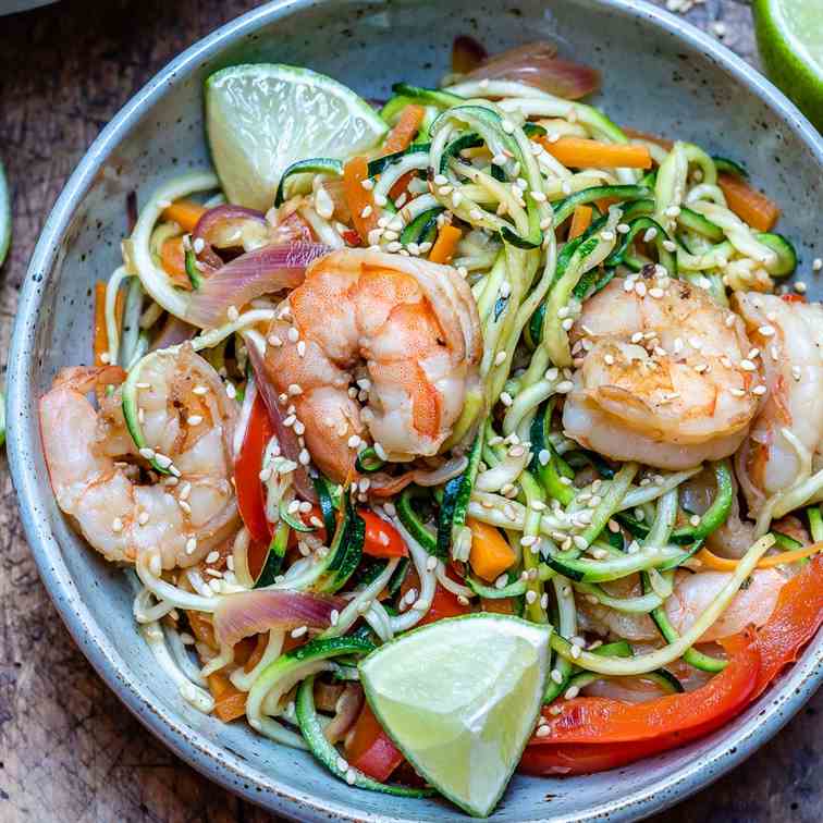 Garlic Shrimp And Zucchini Noodles