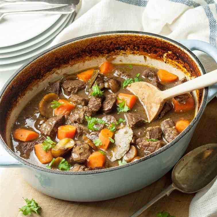 Beef, Chestnut and Red Wine Casserole
