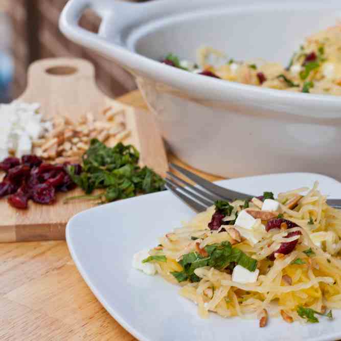 Spaghetti Squash with Almonds, Feta and Cr