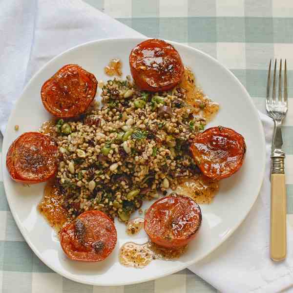 broad bean pilaf with lemon zhug