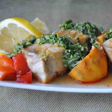 Moroccan-Style Fish with Cilantro-Mint Chi