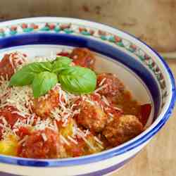 Spaghetti Squash with Easy Meatballs