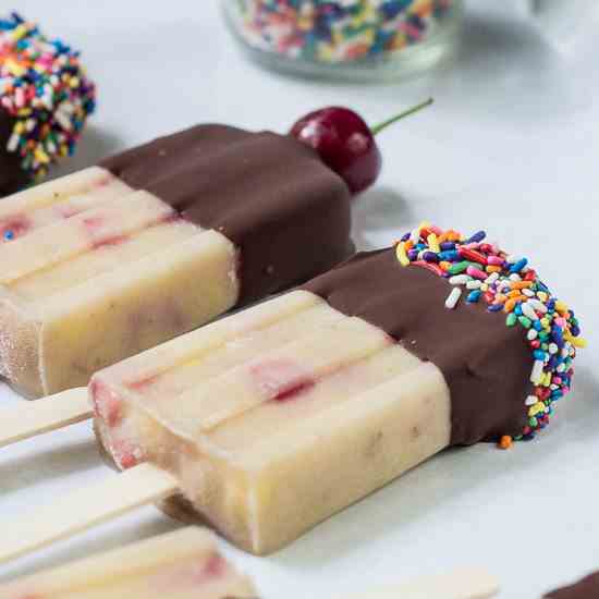 Vegan Banana Split Popsicles