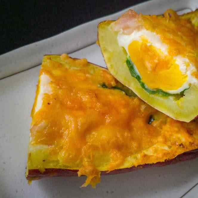 Bacon Spinach Sweet Potato Boat