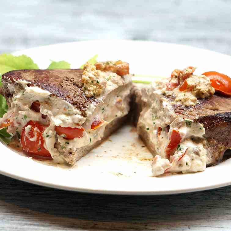 Stuffed Sirloin With Goat Cheese & Tomato