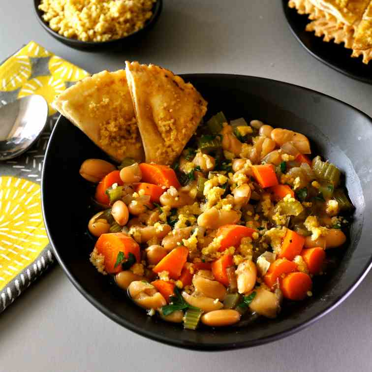Cannellini soup with pine nut parmesan