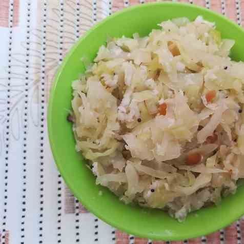 cabbage poriyal recipe, how to make cabbag