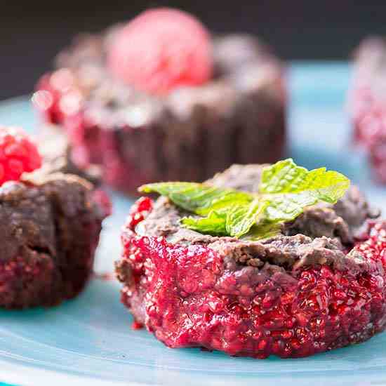 Raspberry Chia Black Bean Brownie Cups