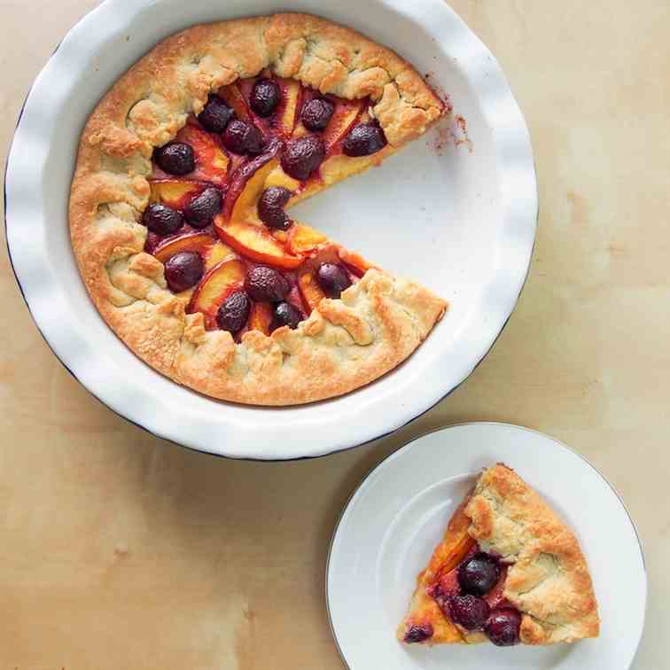 Nectarine and cherry galette