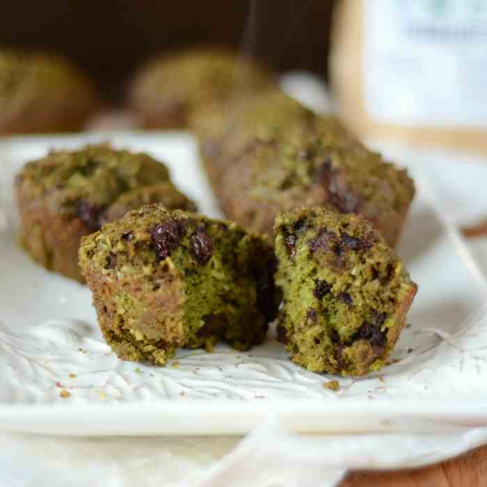 Paleo Matcha Chocolate Chip Muffins