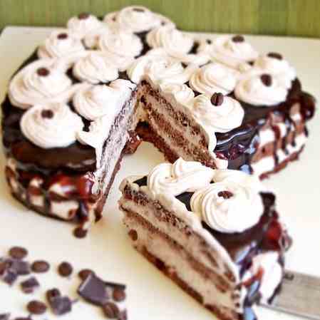 Caramel and chocolate cake