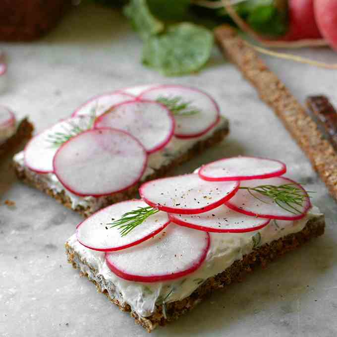 Pumpernickel and Radish Tea Sandwiches