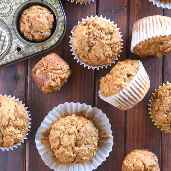 Roasted Banana Molasses Muffins