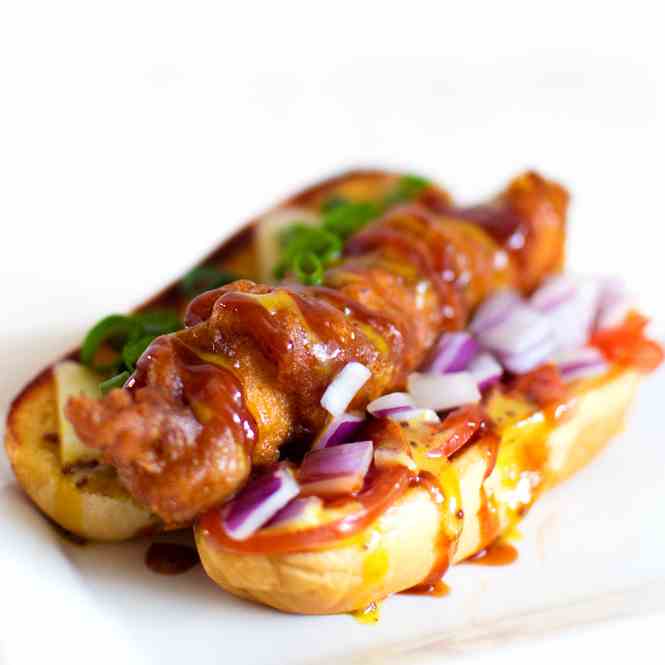 Chicken Tender Hotdogs with Honey Mustard 