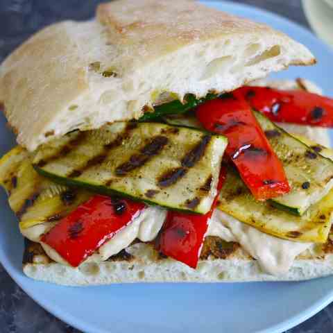 Grilled Vegetable and Hummus Sandwich