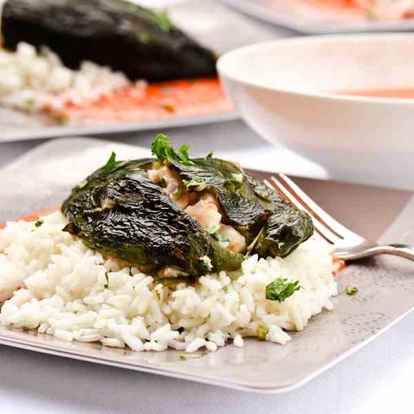 Stuffed Poblano Peppers with Shrimp