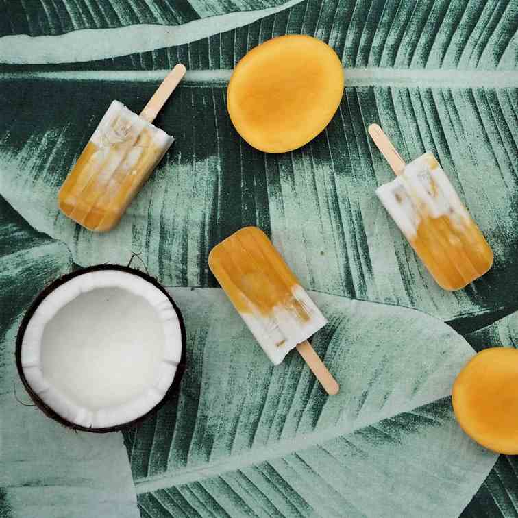 Mango coconut popsicles