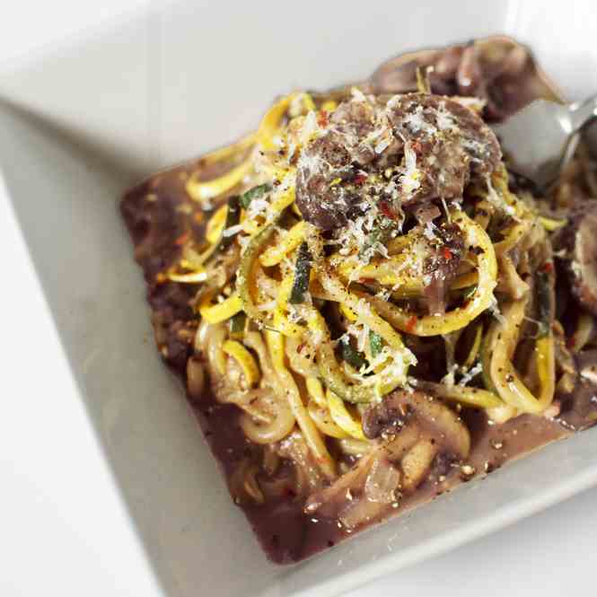 Zoodles with a Mushroom Merlot Sauce