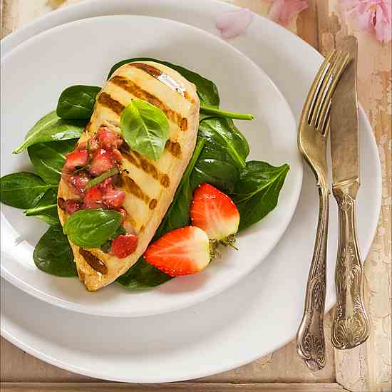 Grilled basil strawberry chicken