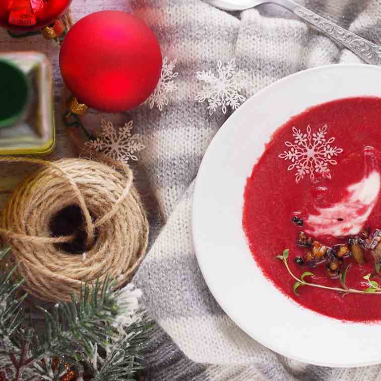 Cream of roasted beet soup
