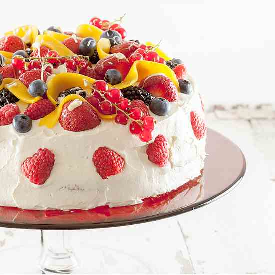 Summer fruit celebration cake