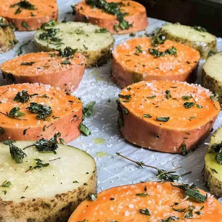 Herb Roasted Thick Sliced Potatoes