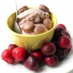 Homemade Cherry Ice cream w/Macaron Topper