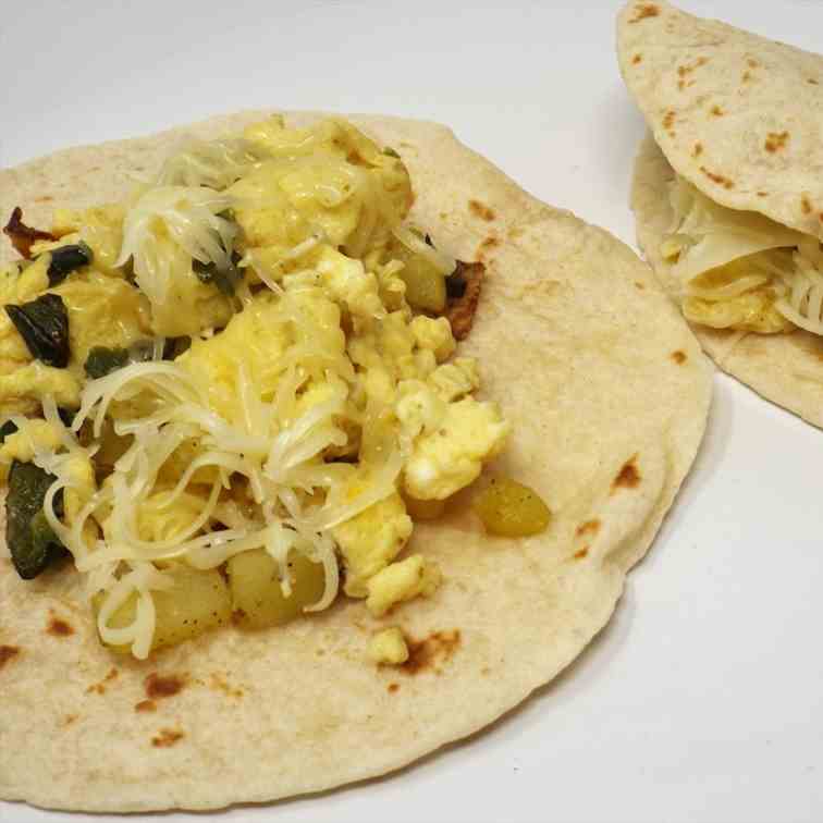 Scrambled Egg and Roasted Poblano Tacos