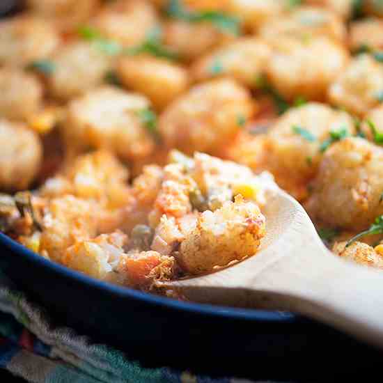 Buffalo Chicken Tater Tot Casserole