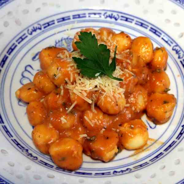 Gnocchi on Tomato Soup Sauce