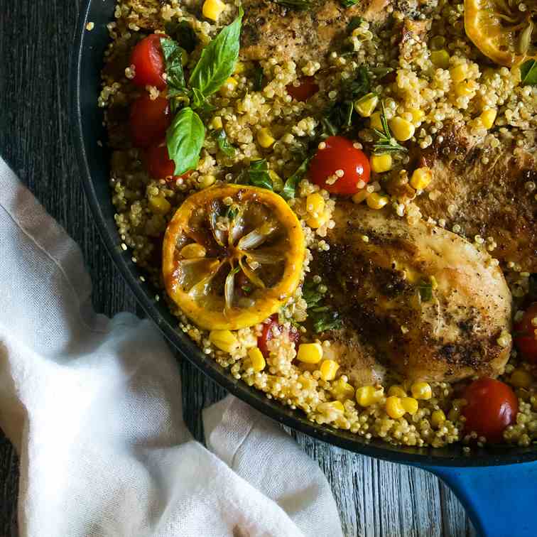 One-Pan Lemony Herbed Chicken and Quinoa 