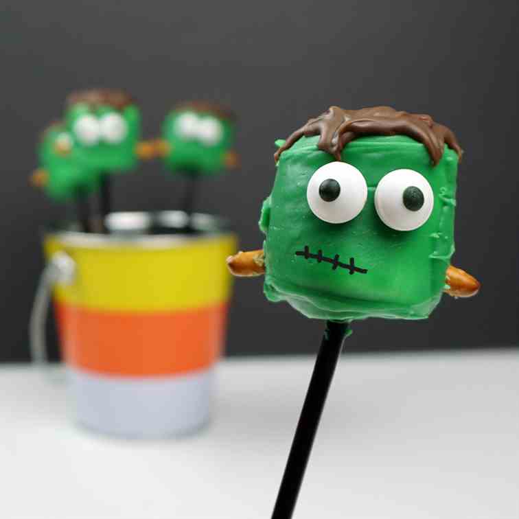 Frankenstein marshmallow pops