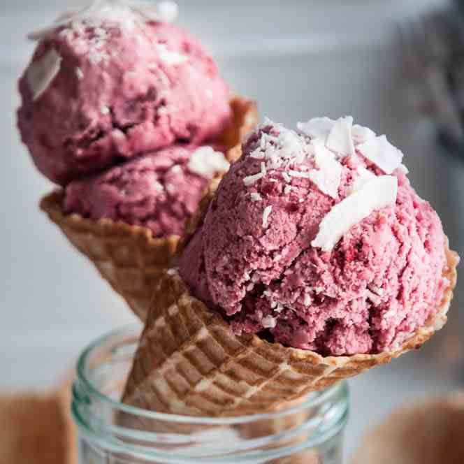 Vegan Raspberry and Coconut Ice Cream