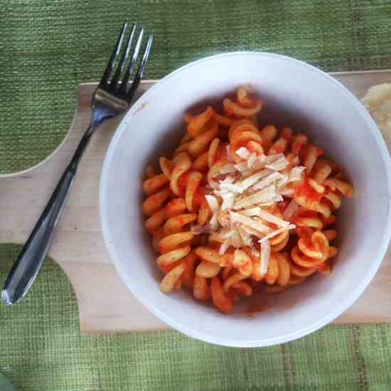 Pasta with a pepper cream sauce