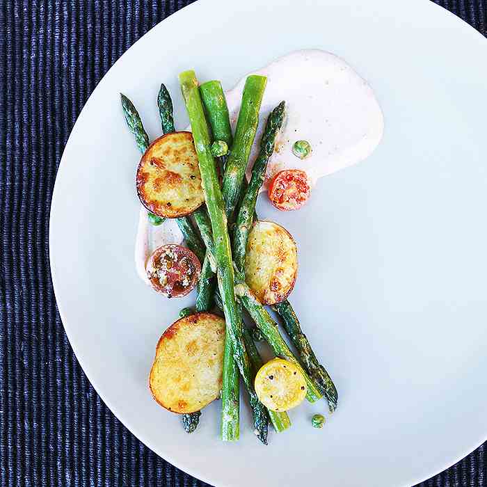 Asparagus with Peas, Garlic - Cream