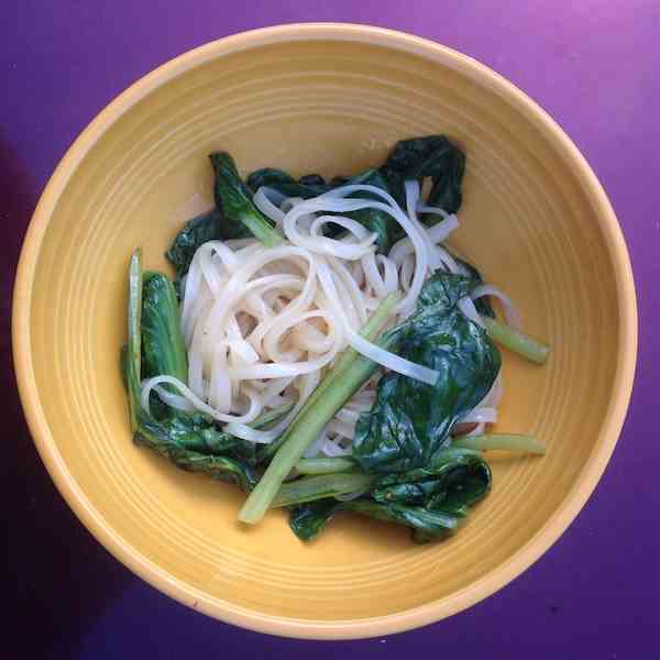 Rice Noodles and Tatoi