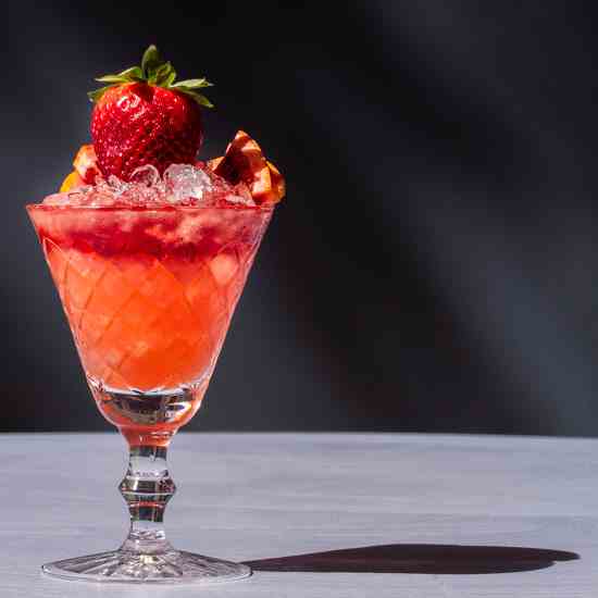Improved strawberry shrub- port cocktail