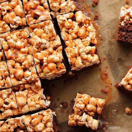 Salted caramel popcorn and brownie bars